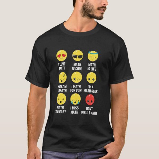 Ich Liebe Mathe Emoji Emoticons, Lehrer Mathletes  T-Shirt (Vorderseite)