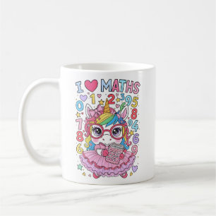 Ich liebe Mathe Süßes Einhorn Taschenrechner Tasse