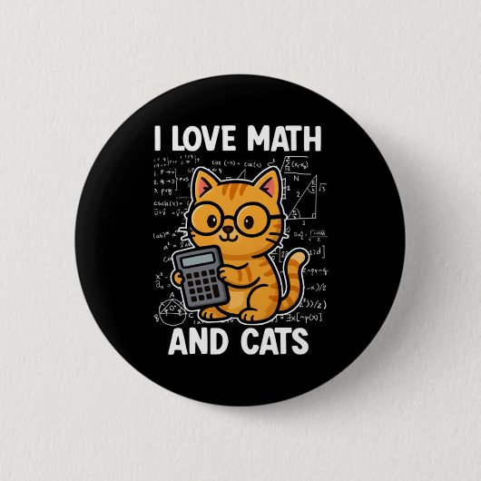 Ich liebe Mathe und Katzen Button (Vorderseite)