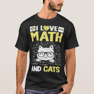 Ich Liebe Mathe und Katzen Hausbesitzer Mathematik T-Shirt