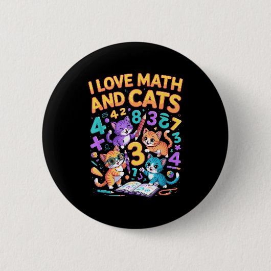 Ich liebe Mathe und Katzen Lehrer Schüler Button (Vorderseite)