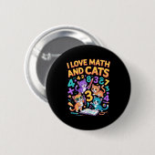 Ich liebe Mathe und Katzen Lehrer Schüler Button (Vorne & Hinten)