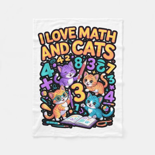 Ich liebe Mathe und Katzen Lehrer Student Fleecedecke (Vorderseite)