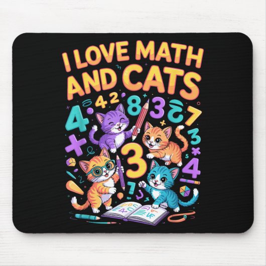 Ich liebe Mathe und Katzen Lehrer Student Mousepad (Vorne)