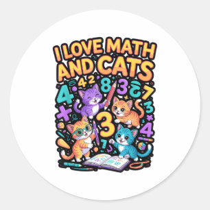 Ich liebe Mathe und Katzen Lehrer Student  Runder Aufkleber