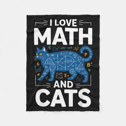Ich liebe Mathe und Katzen Lustiger Lehrer Schüler Fleecedecke (Vorderseite)