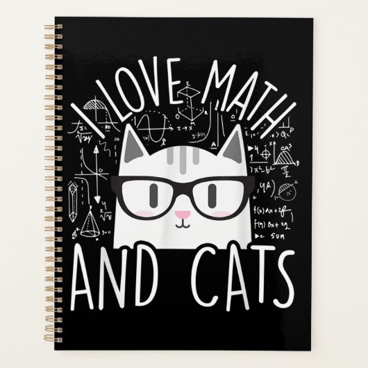 Ich Liebe Mathe und Katzen Niedliche Katze Planer (Vorderseite)