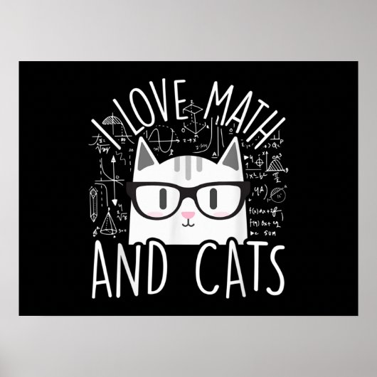 Ich Liebe Mathe und Katzen Niedliche Katze Poster (Vorne)