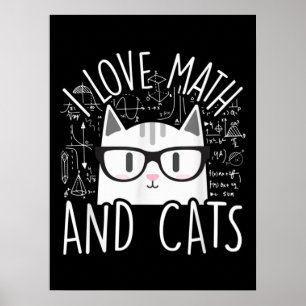 Ich Liebe Mathe und Katzen Niedliche Katze Poster