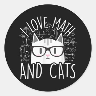 Ich Liebe Mathe und Katzen Niedliche Katze Runder Aufkleber