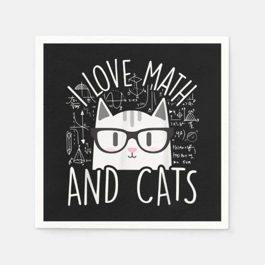 Ich Liebe Mathe und Katzen Niedliche Katze Serviette (Vorderseite)