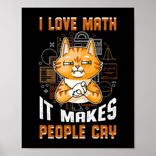 Ich Liebe Mathematik es macht Leute Cry Cat weinen Poster (Vorne)