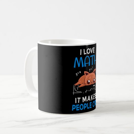 Ich Liebe Mathematik es macht Leute weinen Kaffeetasse (Vorderseite Links)