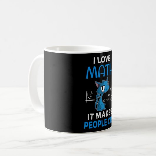 Ich Liebe Mathematik es macht Leute weinen Kaffeetasse (Vorderseite Links)