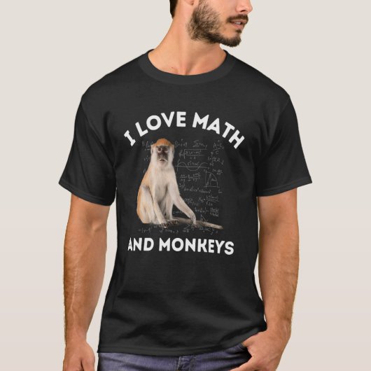 Ich Liebe Mathematik und Affen Affe Lover Algebra T-Shirt (Vorderseite)