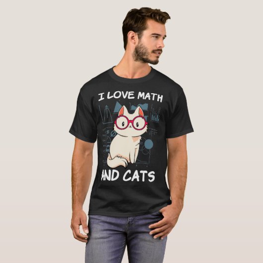 Ich Liebe Mathematik und Katzen Mathematik Cat Lov T-Shirt (Vorne ganz)