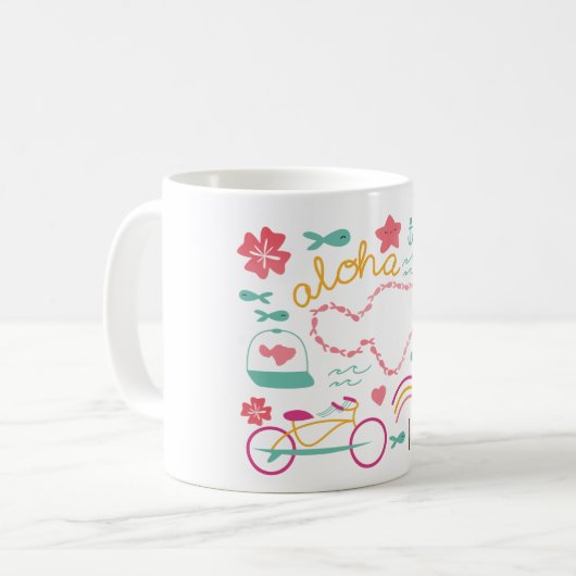 "Ich Liebe Maui" Tasse "Aloha " (Vorderseite Links)