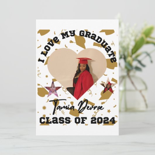 Ich Liebe mein Abitur 2024 Herz Einladung (Stehend Vorderseite)