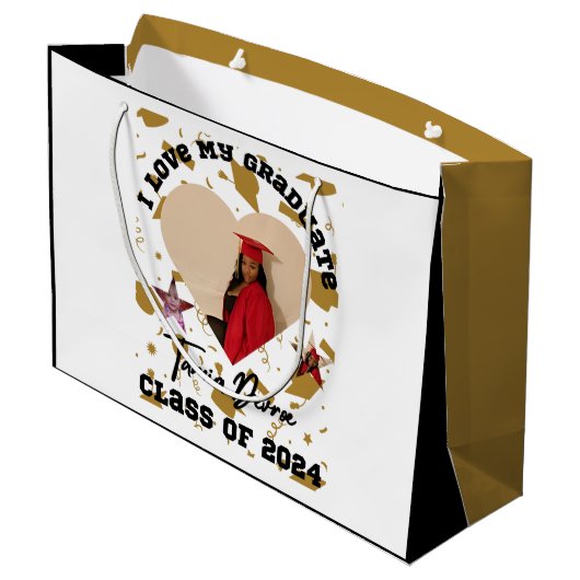 Ich Liebe mein Abitur 2024 Herz Große Geschenktüte (Rückseite Schrägansicht)