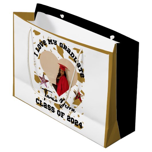 Ich Liebe mein Abitur 2024 Herz Große Geschenktüte (Vorderseite Schrägansicht)