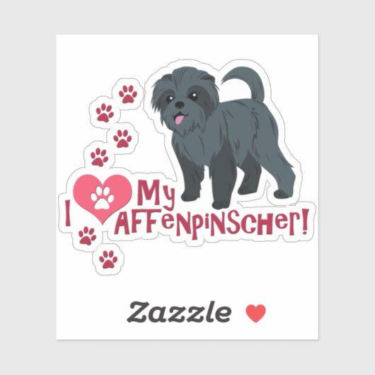 Ich Liebe mein Affenpinscher! Aufkleber (Blatt)