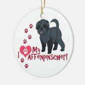 Ich Liebe mein Affenpinscher! Keramikornament (Links)