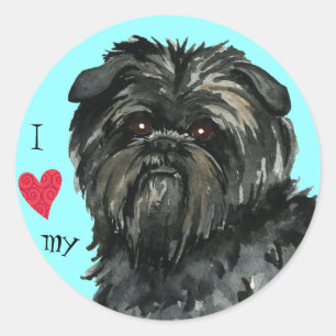 Ich Liebe mein Affenpinscher Runder Aufkleber