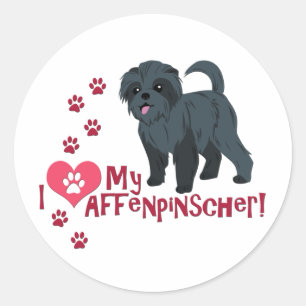 Ich Liebe mein Affenpinscher! Runder Aufkleber