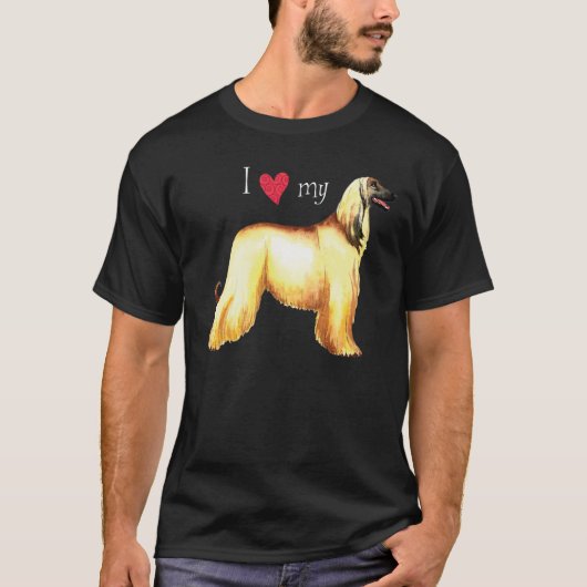 Ich Liebe mein afghanisches Hound T-Shirt (Vorderseite)