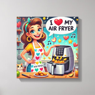 Ich Liebe mein Air Fryer - Niedliches Kochdesign Leinwanddruck