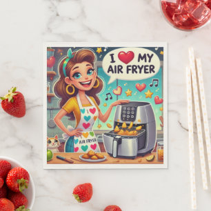 Ich Liebe mein Air Fryer - Niedliches Kochdesign Serviette