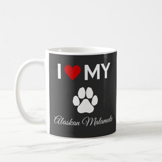 Ich Liebe mein Alaskan Malamute Hund Sondertext Kaffeetasse (Links)