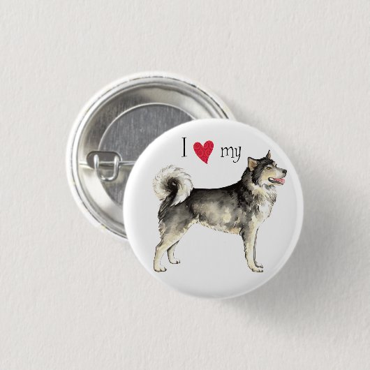 Ich Liebe mein Alaskan Malemute Button (Vorne & Hinten)