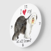 Ich Liebe mein altes Englisch Sheepdog Große Wanduhr (Winkel)