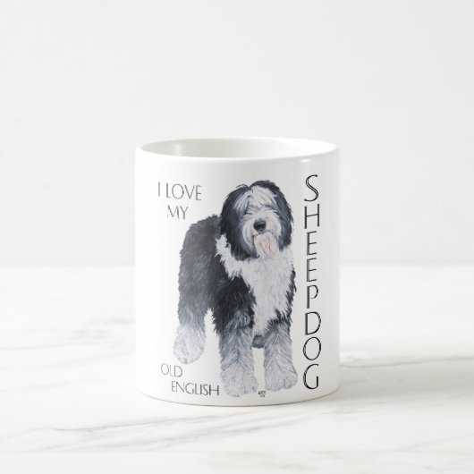 Ich Liebe mein altes Englisch Sheepdog Kaffeetasse (Mittel)