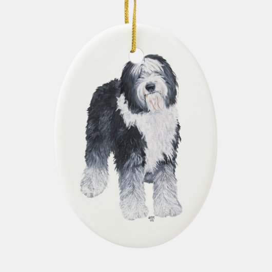 Ich Liebe mein altes Englisch Sheepdog Keramik Ornament (Hinten)