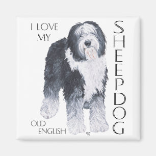 Ich Liebe mein altes Englisch Sheepdog Magnet