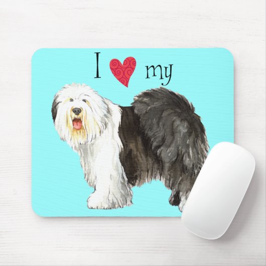 Ich Liebe mein altes Englisch Sheepdog Mousepad (Mit Mouse)