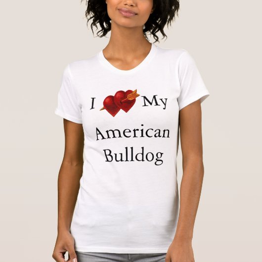 Ich Liebe mein amerikanischer Bulldog Doppelherz T-Shirt (Vorderseite)