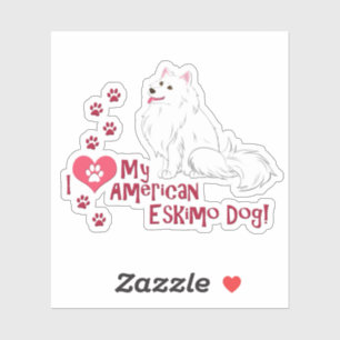 Ich Liebe mein amerikanischer Eskimo Hund! Aufkleber