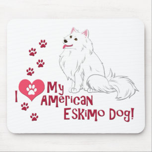 Ich Liebe mein amerikanischer Eskimo Hund! Mousepad