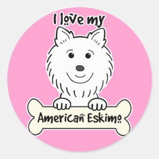 Ich Liebe mein amerikanischer Eskimo-Hund Runder Aufkleber
