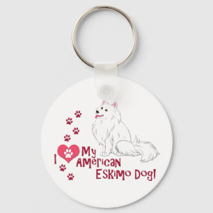 Ich Liebe mein amerikanischer Eskimo Hund! Schlüsselanhänger