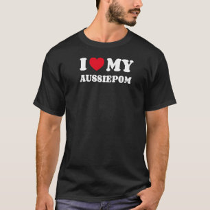 Ich Liebe mein Aussiepom Dog Besitzer Herz T-Shirt