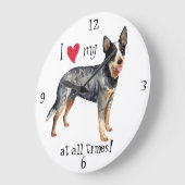 Ich Liebe mein australischer Rinderhund Große Wanduhr (Winkel)