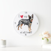 Ich Liebe mein australischer Rinderhund Große Wanduhr (Zuhause)