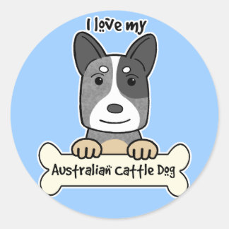 Ich Liebe mein australischer Rinderhund Runder Aufkleber