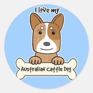 Ich Liebe mein australischer Rinderhund Runder Aufkleber