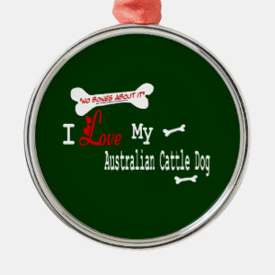 Ich Liebe mein australischer Rinderhund Silbernes Ornament