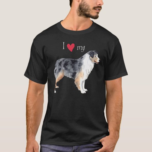 Ich Liebe mein Australischer Schäferhund T-Shirt (Vorderseite)